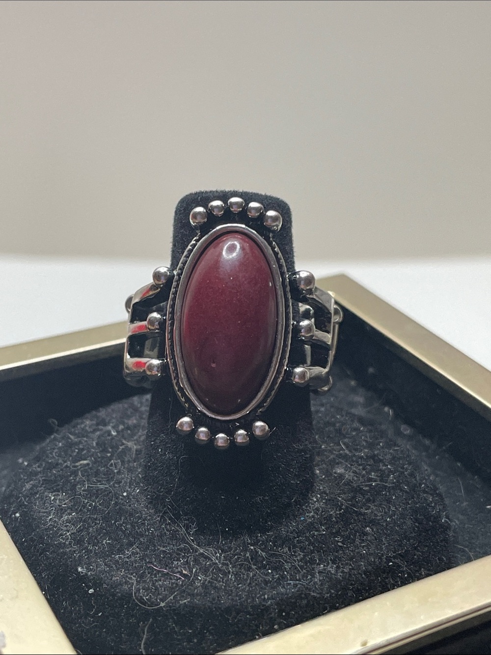 paparazzi Maroon Oval Bead Statement Ring
